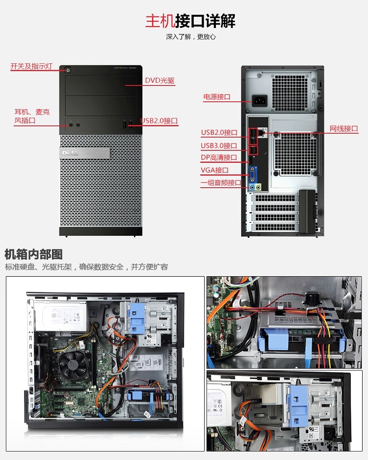 戴尔optiplex 3020系列 微塔式机(cad006opti3020m)